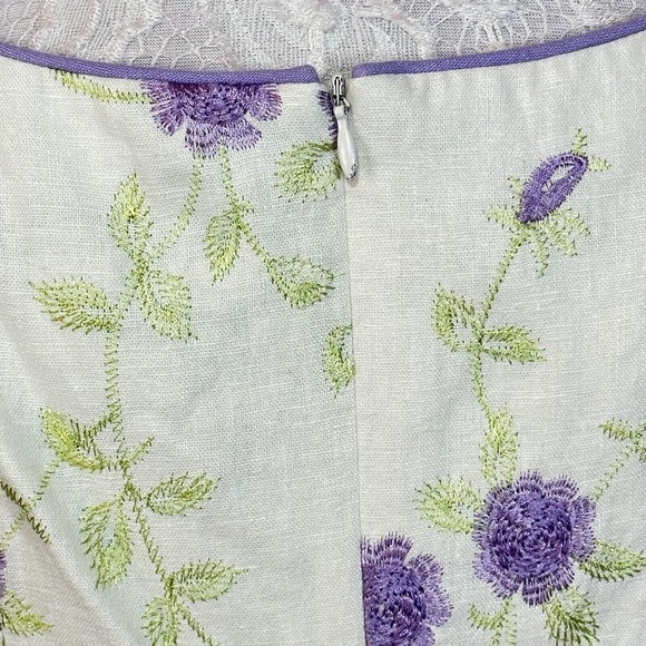 Sheri Martin New York Linen Blend Embroidered Floral Dress Women's Size 6 - Picture 10 of 11